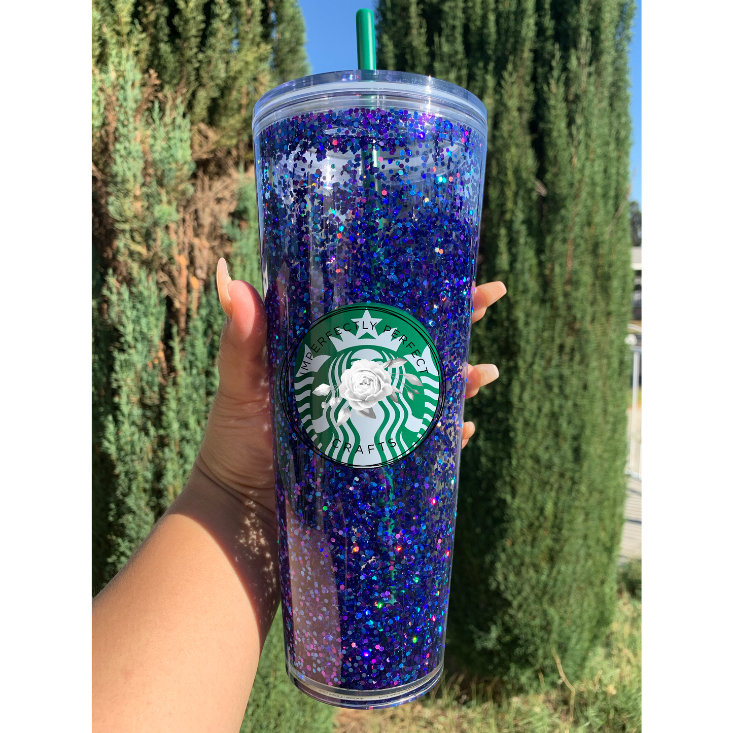Blue and Purple Snowglobe Tumbler
