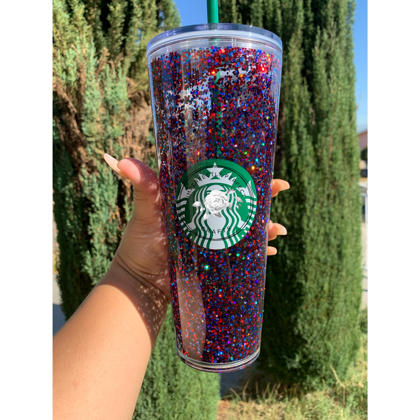 Blue and Red Snowglobe Tumbler