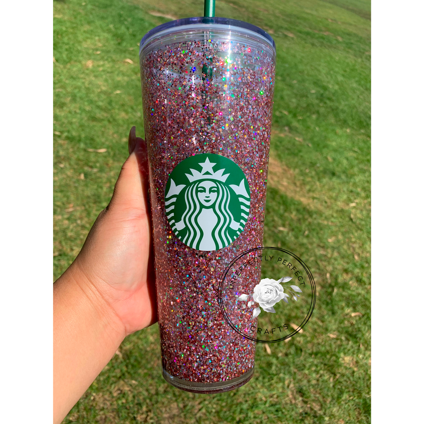 Rose Gold Snowglobe Glitter Tumbler