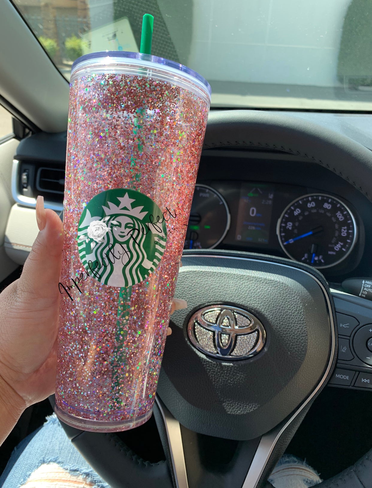 Rose Gold Snowglobe Glitter Tumbler