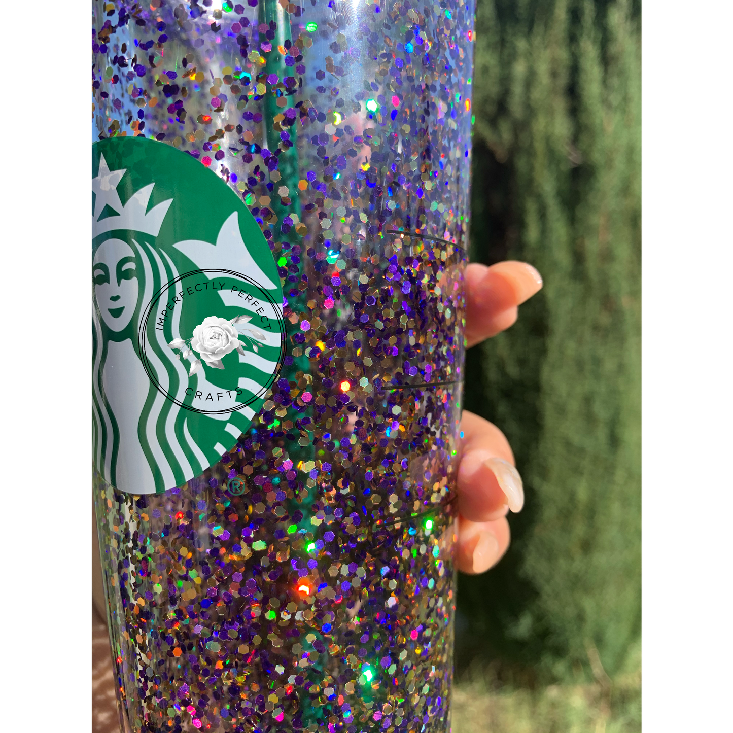 Purple and Yellow Gold Snowglobe Tumbler
