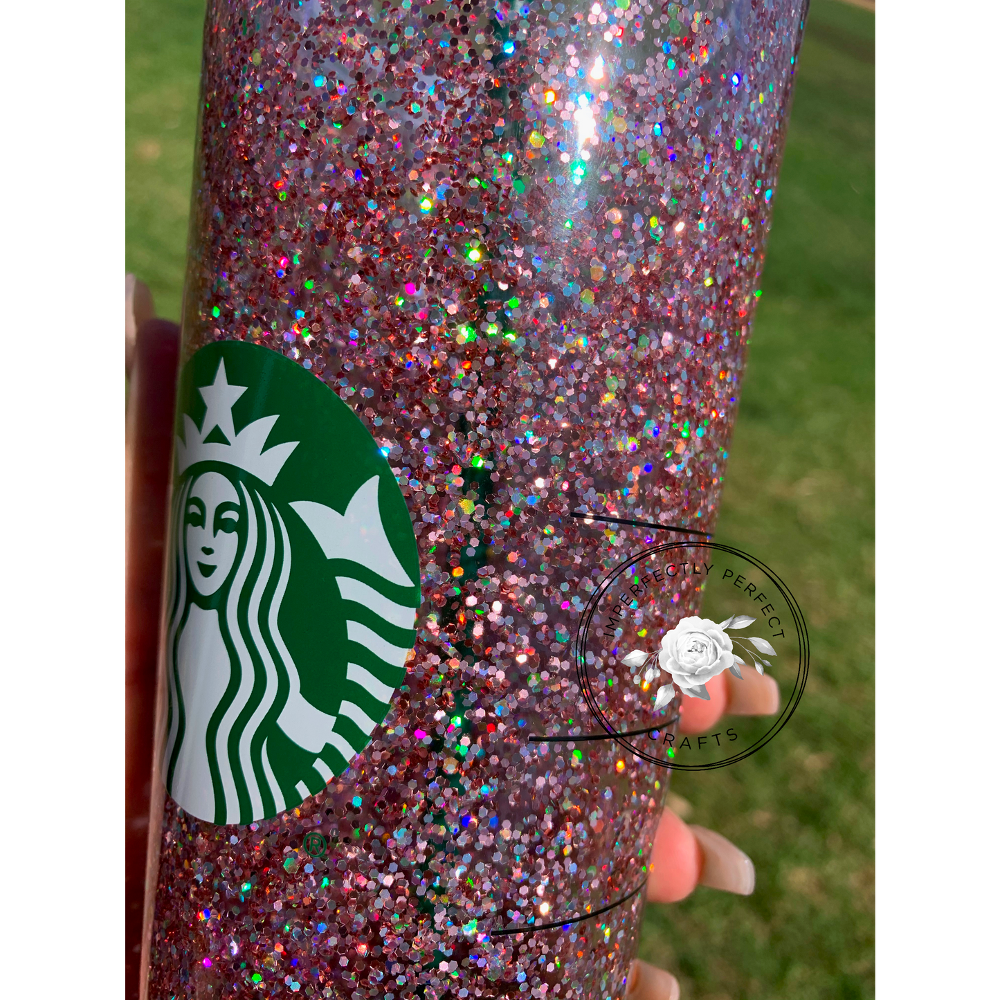 Rose Gold Snowglobe Glitter Tumbler