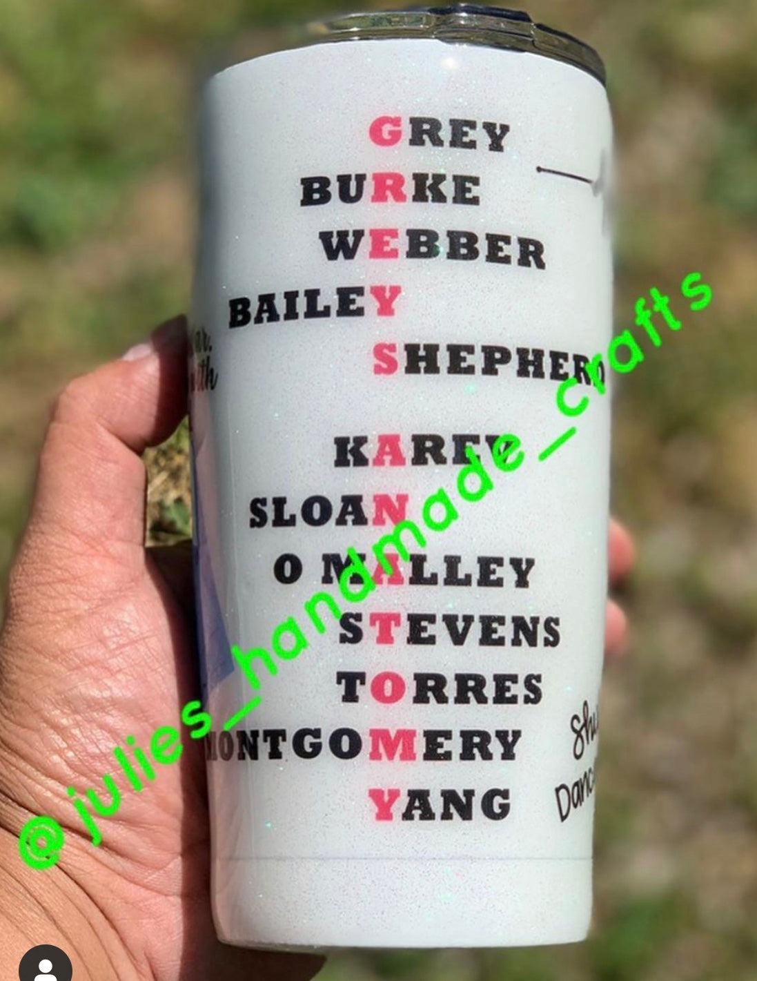 Greys Glitter Tumbler