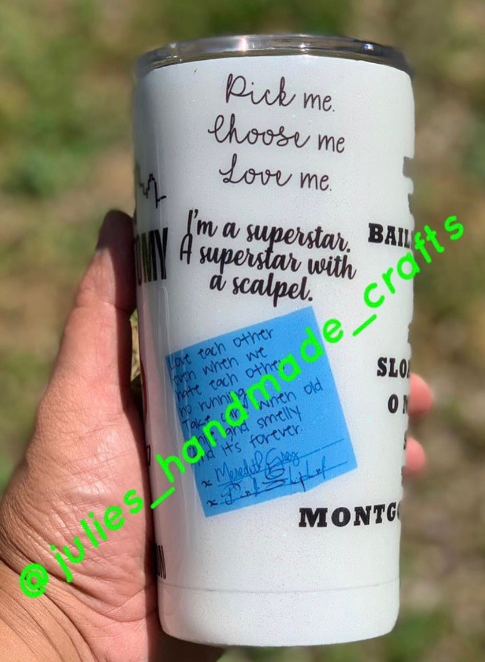 Greys Glitter Tumbler