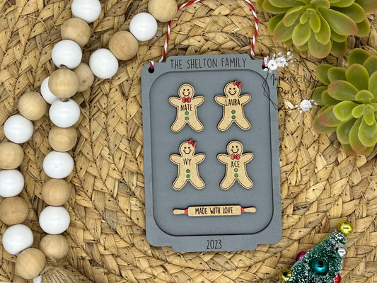 Gingerbread Cookie Sheet Family Ornament