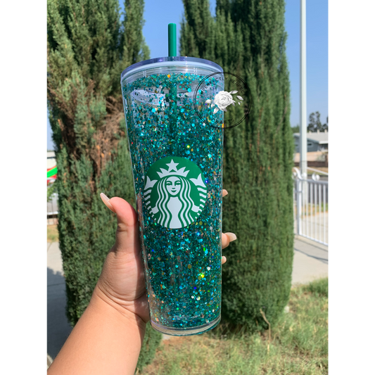 Teal and Gold Snowglobe Tumbler