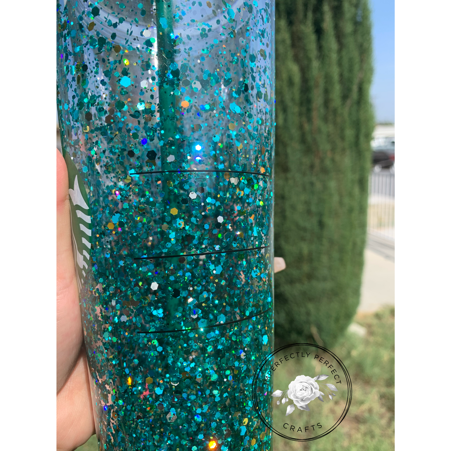 Teal and Gold Snowglobe Tumbler